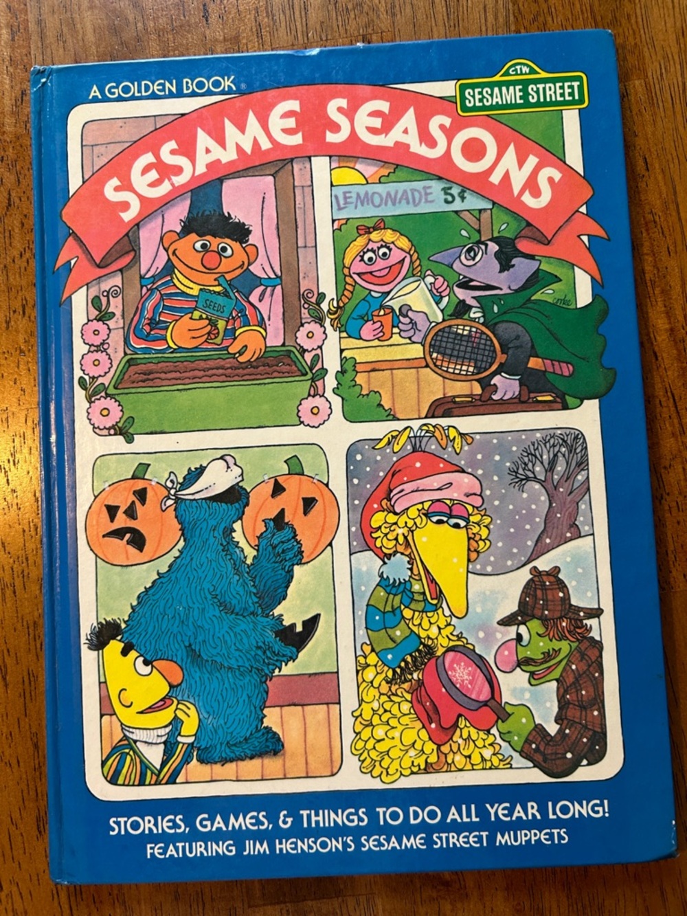 Sesame Seasons - Vintage Sesame Street Kids Book - Blue cover